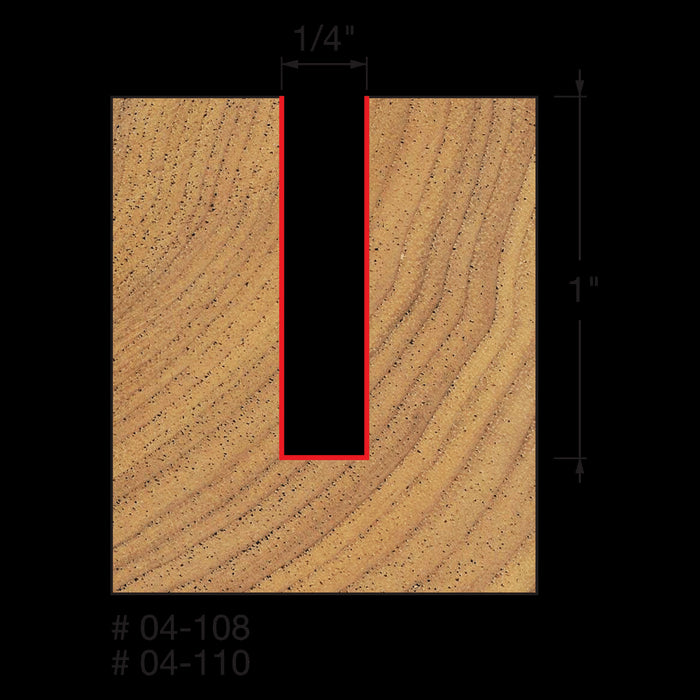Mèche droite à 2-cannelures (1/4"x1") x2-1/2" à tige 1/4"