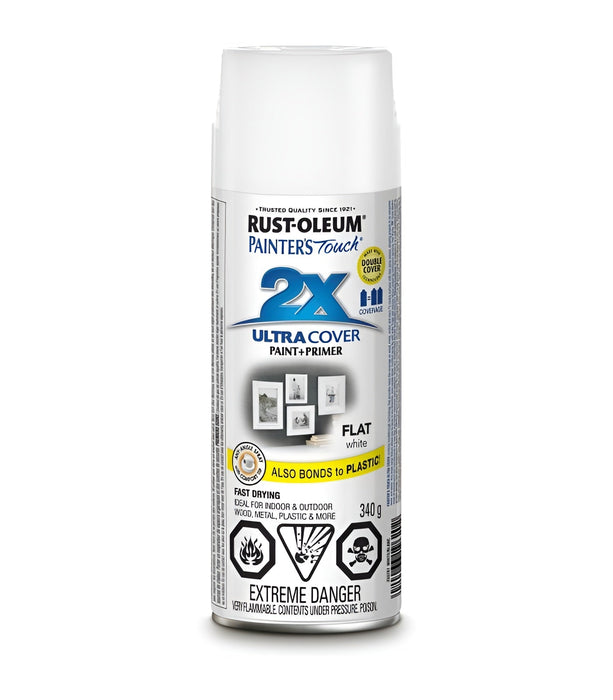 Peinture en aérosol Rust-Oleum Painter's Touch polyvalente 340g - fini mat - Blanc - Quincaillerie G.H. Berger