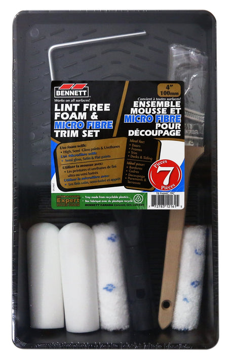 Ensemble de rouleaux microfibre et mousse 4" - 7 morceaux Bennett Tools
