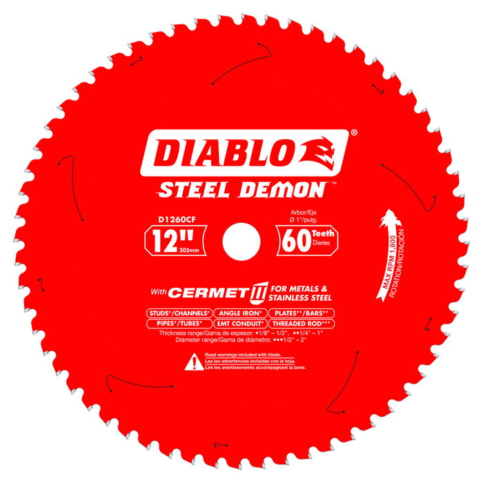 Lame à dents Cermet, à métaux ferreux (12"x60 dents)