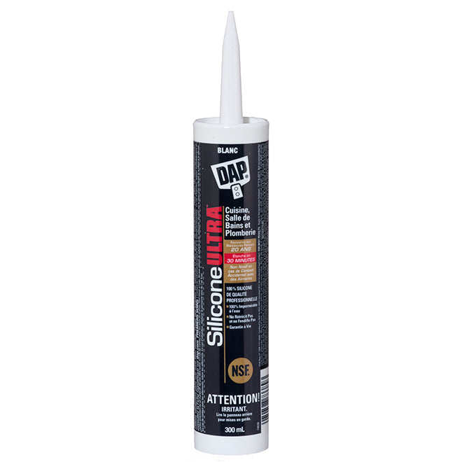 Scellant au silicone ULTRA DAP pour cuisine et salle de bain - Blanc - 300 mL