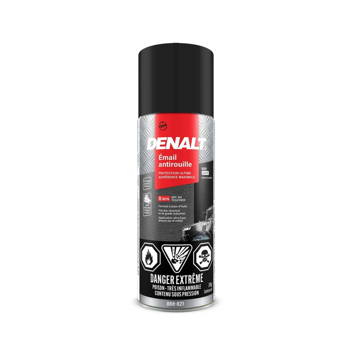 Émail antirouille aérosol - Noir - Fini lustré - 340 g Denalt