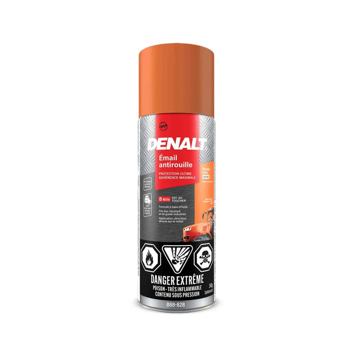 Émail antirouille aérosol - Orange Kubota - Fini lustré - 340 g Denalt