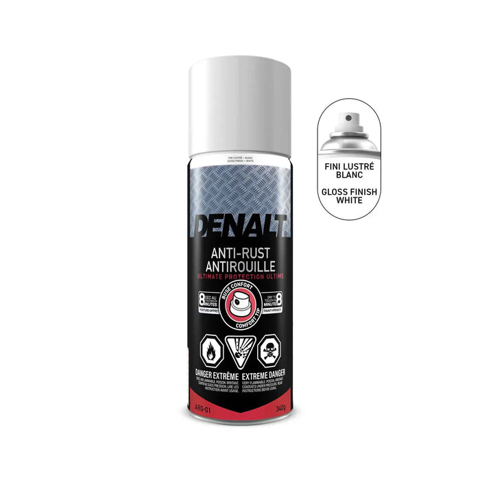 Peinture antirouille aérosol haute température - Blanc - Fini lustré - 340 g Denalt