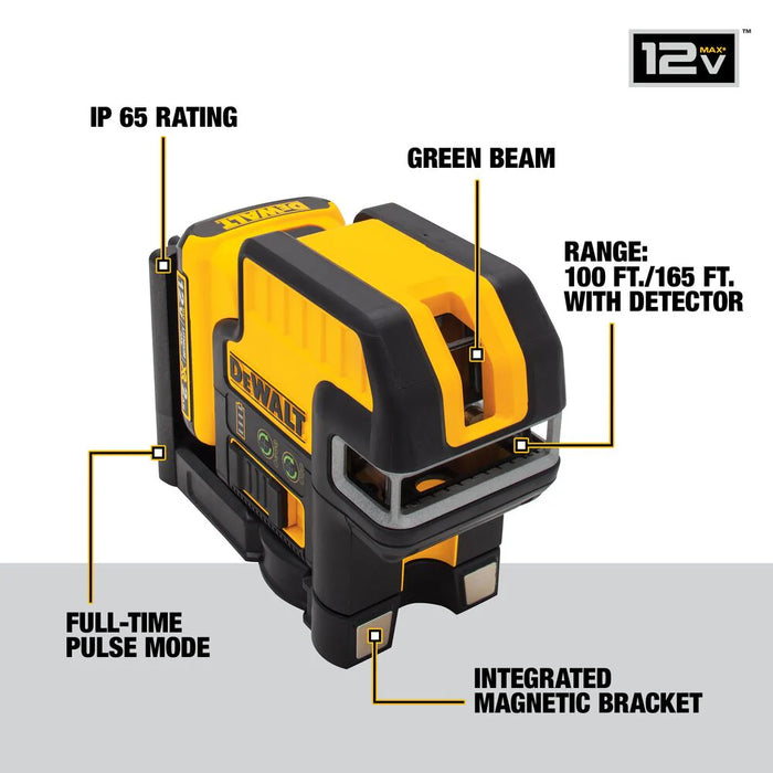 Ensemble de laser en croix + 5 points vert 12V MAX Dewalt - Quincaillerie G.H. Berger