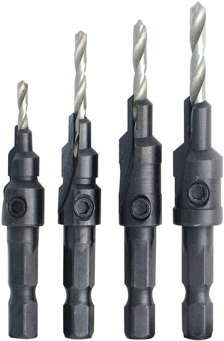 Ens. 4 mèches à fraiser à tige 1/4" hex