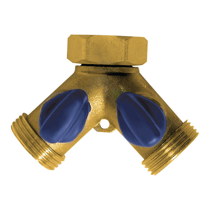 Raccord en Y en laiton 2 valves 677171 - Garden Smith