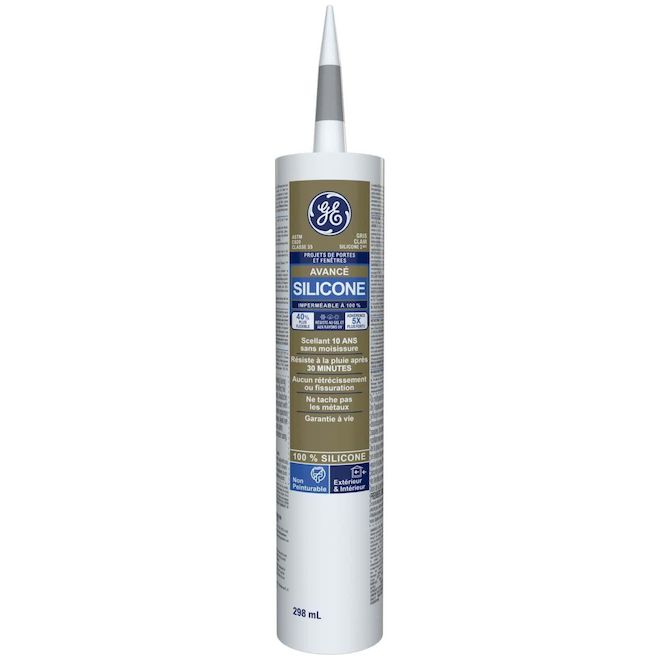 Scellant au silicone pour portes et fenêtres - Gris pâle - 298 mL GE
