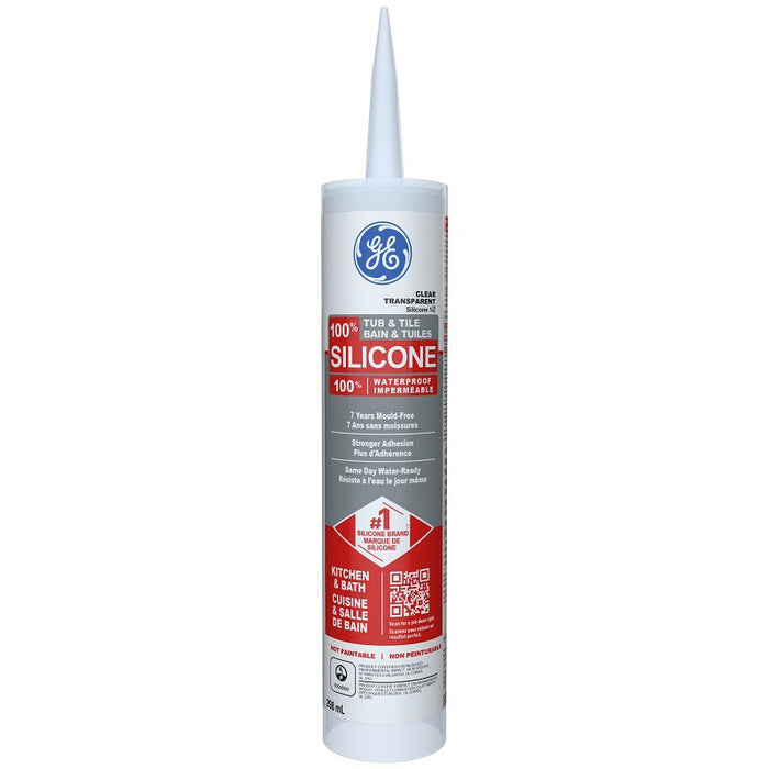 Scellant au silicone pour cuisine et salle de bain GE - Transparent - 298 mL