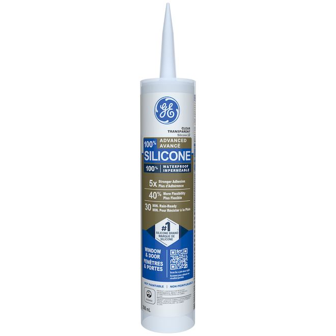 Scellant au silicone avancé GE pour portes et fenêtres - Transparent - 298 mL