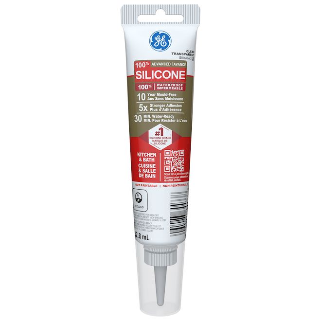 Scellant au silicone pour cuisine et salle de bain Avancé GE - Transparent - 82.8 mL