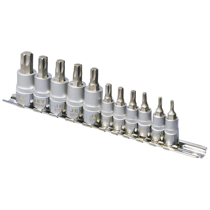 Ensemble de 11 douilles à embout Torx, prise 1/4" et 3/8"