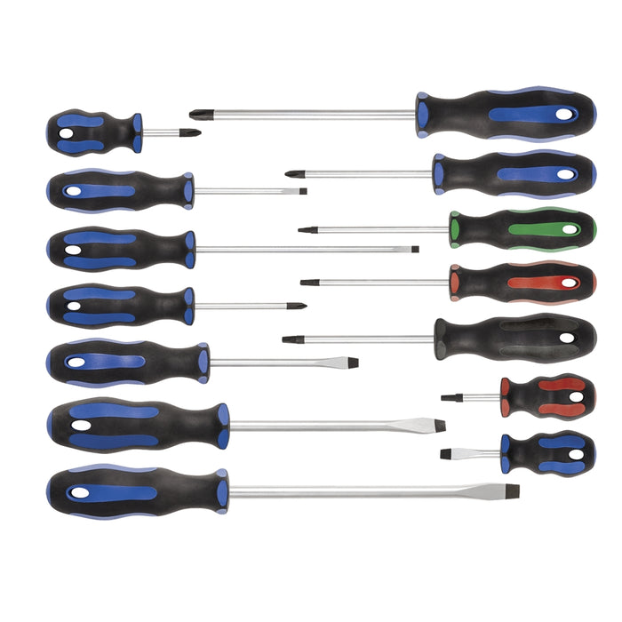 Ens. 14 tournevis ergonomiques, pointes assorties