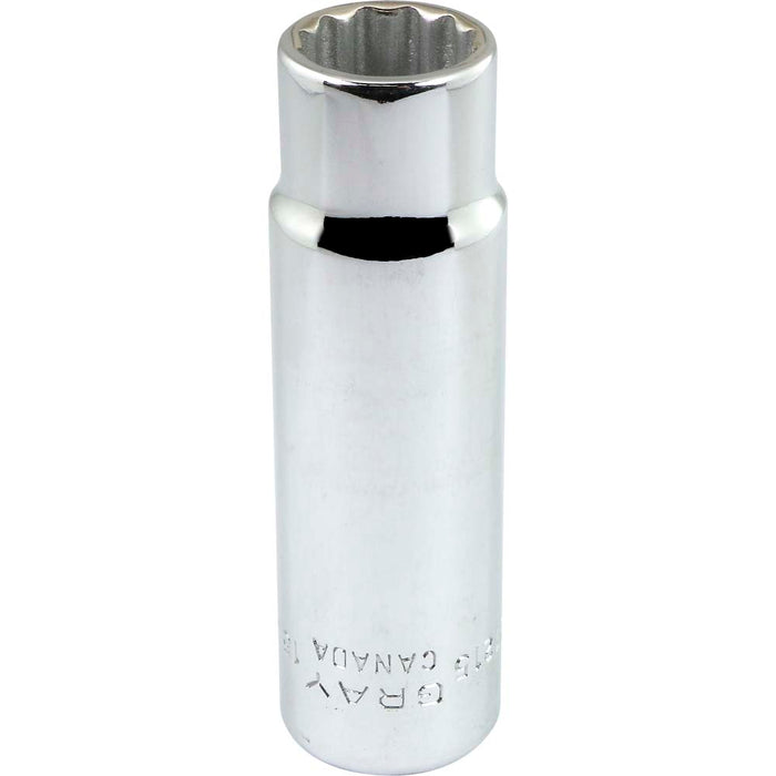 Douille chromée longue à prise 1/2" (12 pans x 15 mm)