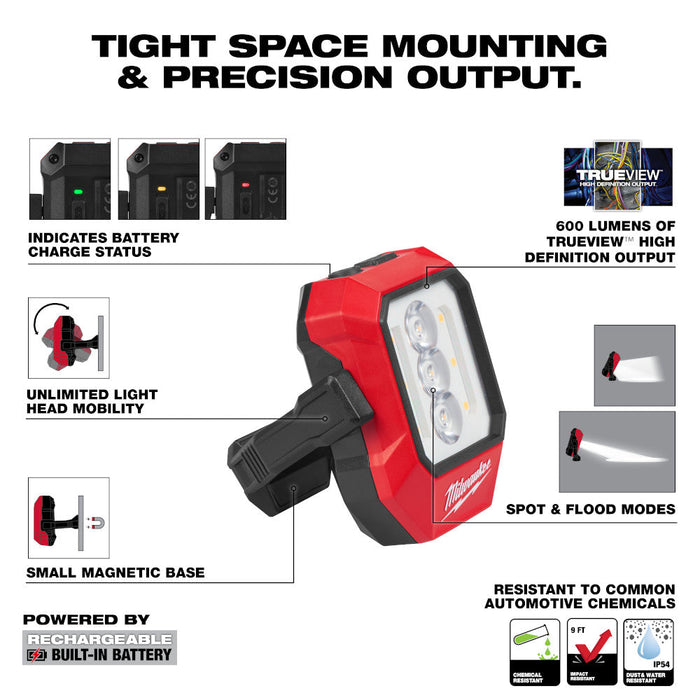 Lampe rechargeable à tête pivotante 600 lumens Milwaukee