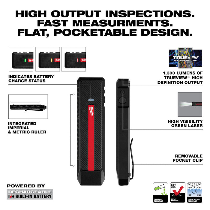 Lampe de poche plate rechargeable avec laser Milwaukee