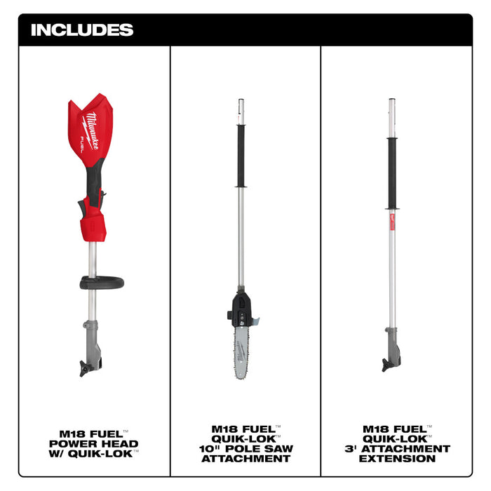 Tête motorisée avec scie à élagage 10" QUIK-LOK