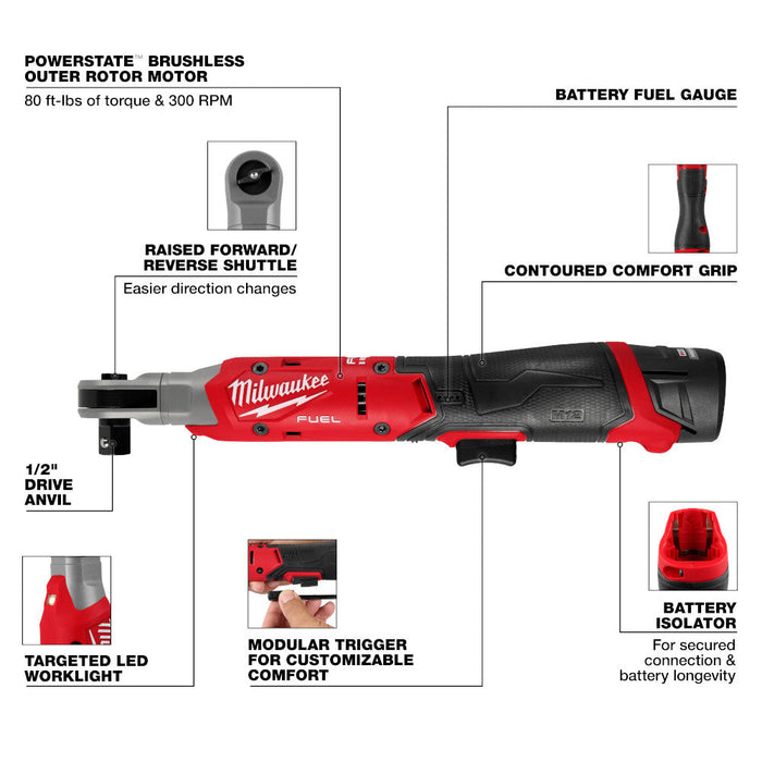 Ensemble de clé à rochet 1/2" M12 Milwaukee