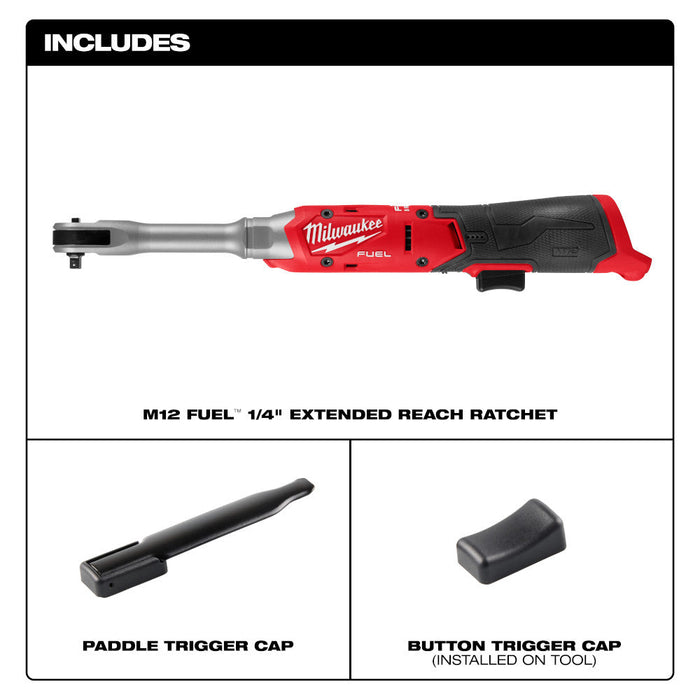 Clé à cliquet à longue portée 1/4" M12 FUEL Milwaukee - Outil seulement