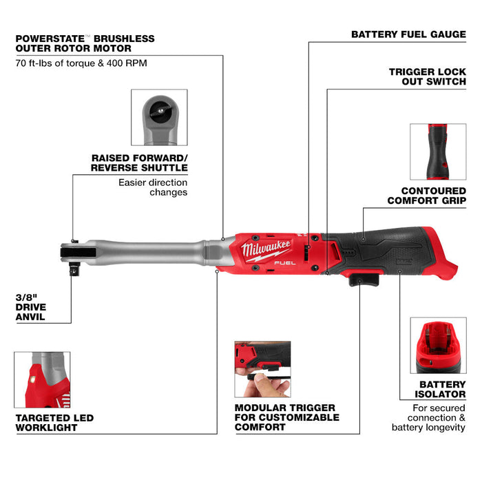 Ensemble de clé à cliquet à longue portée 3/8" M12 FUEL Milwaukee