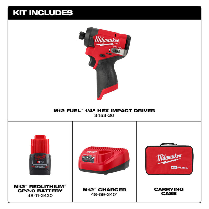 Ensemble de visseuse à chocs 1/4" - M12  Milwaukee