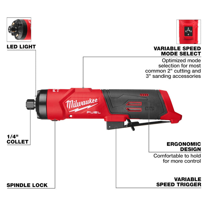 Meuleuse droite 1/4" M12 FUEL Milwaukee - Outil seulement