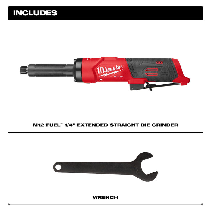 Meuleuse droite 1/4" M12 FUEL à longue portée Milwaukee - Outil seulement