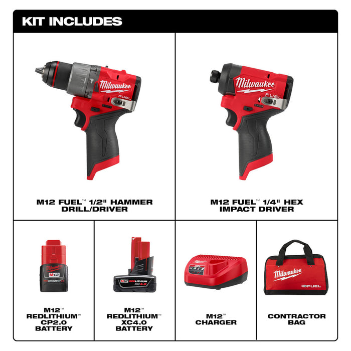 Ens. 2 outils Milwaukee® M12™ avec 2 batteries