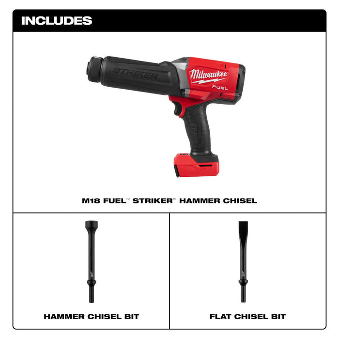 Marteau ciseau STRIKER M18 FUEL Milwaukee - Outil seulement