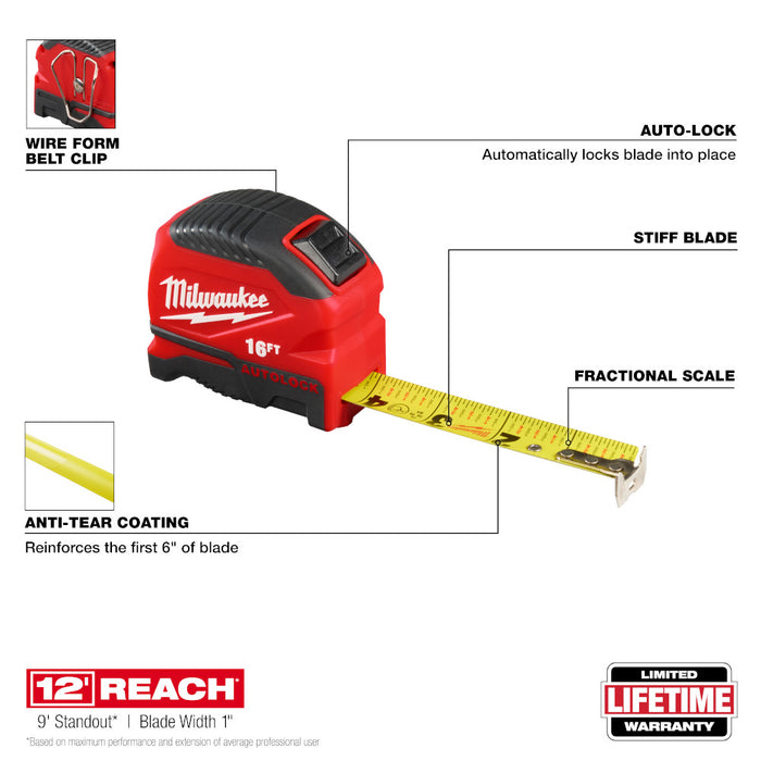Ruban à mesurer 16' AUTO-LOCK Milwaukee - Quincaillerie G.H. Berger