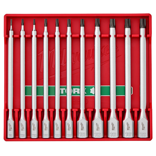 Ensemble de 11 douilles longues à prise 1/4" et 3/8" à embout Torx Milwaukee - Quincaillerie G.H. Berger