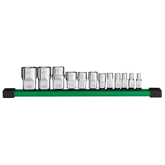 Ensemble de 12 douilles Torx à prises variées Milwaukee - Quincaillerie G.H. Berger