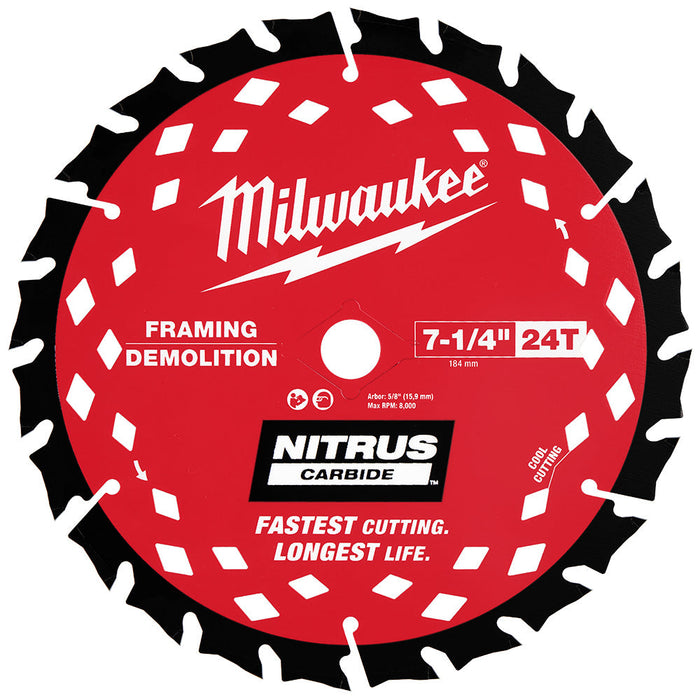 Lame de scie circulaire à démolition Nitrus 7-1/4" X 24 dents Milwaukee