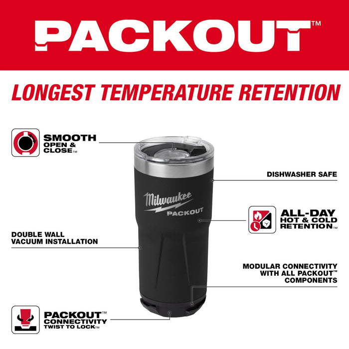 Tasse isotherme 20 oz Packout - Noire - Milwaukee