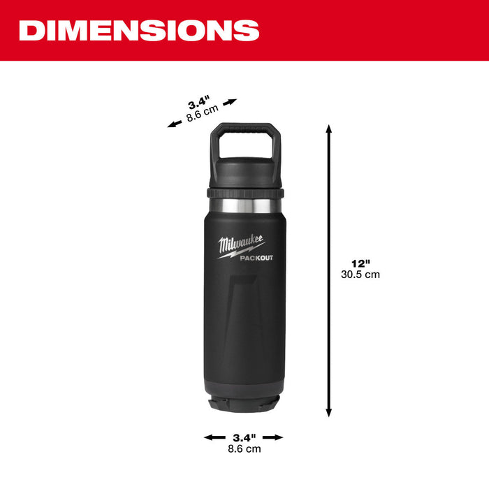 Bouteille isotherme avec couvercle 24 oz Packout - Noire - Milwaukee