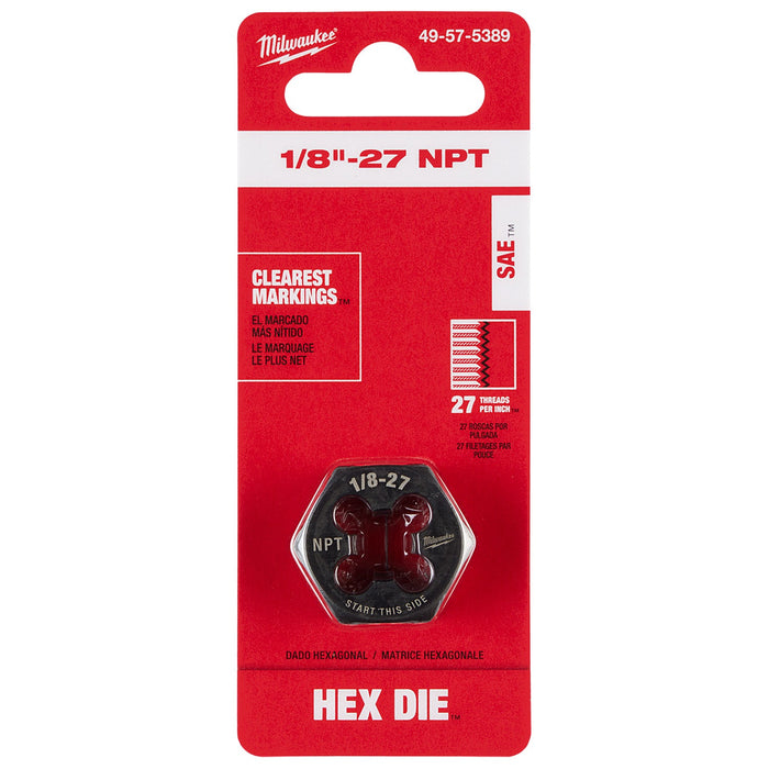 Filière hexagonale de 1" - 1/8" X 27 NPT Milwaukee - Quincaillerie G.H. Berger