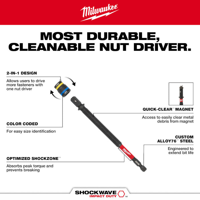Tourne-écrou Shockwave 2-en-1, 5/16" et 3/8" X 6" Milwaukee - Quincaillerie G.H. Berger