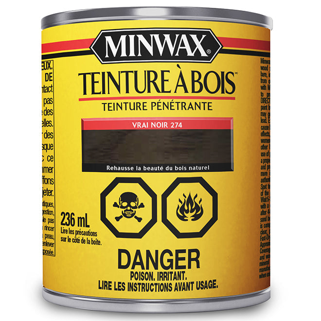 Teinture pénétrante à l'huile pour le bois Minwax - Vrai noir - 236 mL