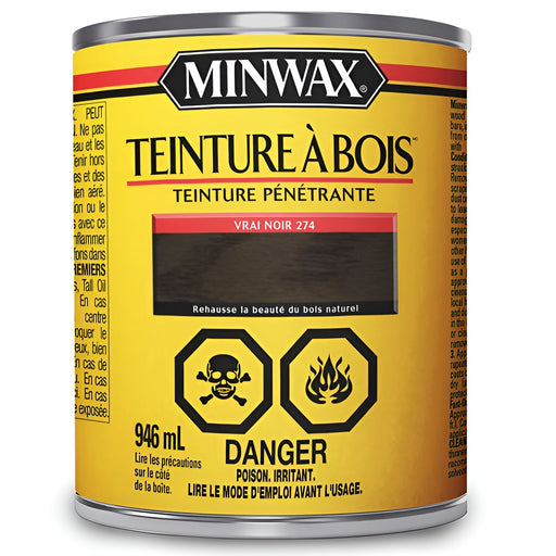 Teinture intérieure à l'huile pour bois - Semi transparente - Vrai noir - 946 mL Minwax - Quincaillerie G.H. Berger