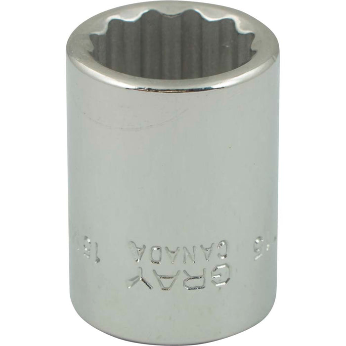 Douille chromée régulière à prise 3/8" (12 pans x 15 mm)