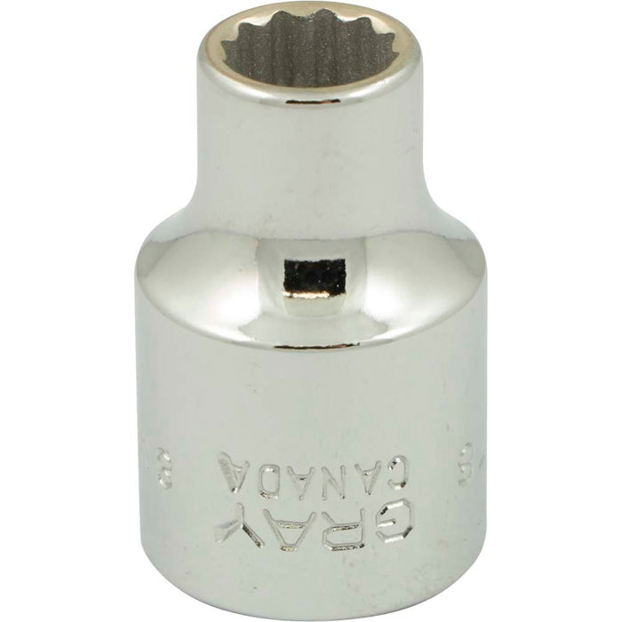 Douille chromée régulière à prise 3/8" (12 pans x 8.0 mm)