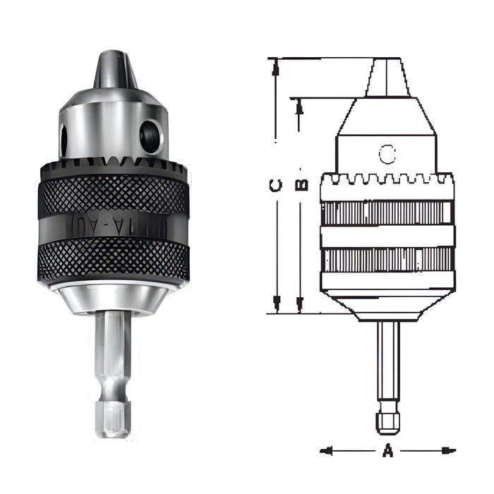Mandrin avec clé 1.5 mm - 10 mm, prise 1/4" hexagonale Porta - Quincaillerie G.H. Berger