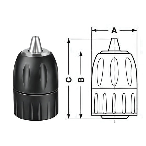 Mandrin sans clé 2mm - 13 mm, prise 1/2"-20 Porta - Quincaillerie G.H. Berger