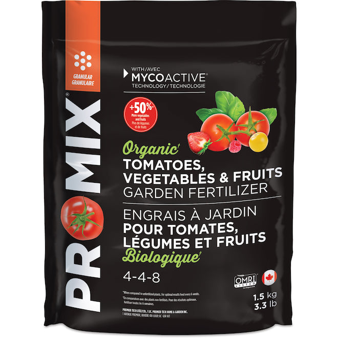 Engrais à jardin pour fruits et légumes biologiques Promix 4-4-8 - 1.5 kg