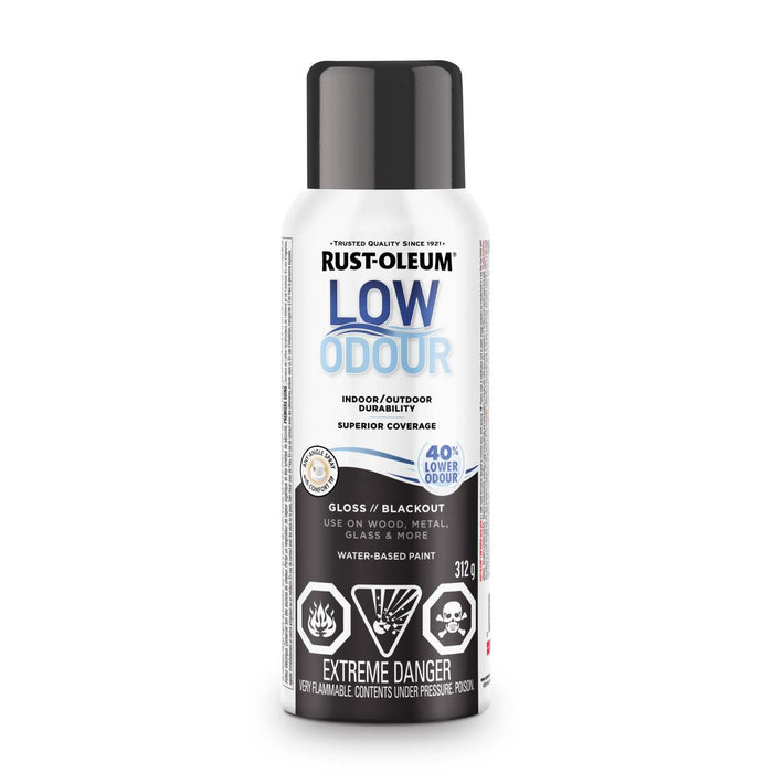 Peinture aérosol antirouille à faible odeur - Noir - Fini lustré - 312 g Rust-Oleum