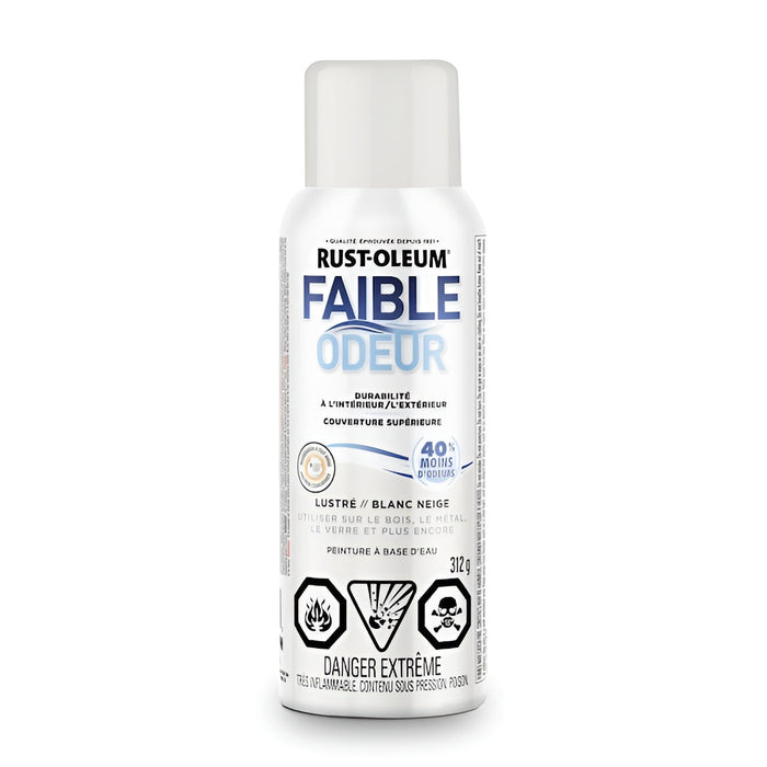 Peinture aérosol antirouille à faible odeur - Blanc neige - Fini lustré - 312 g Rust-Oleum