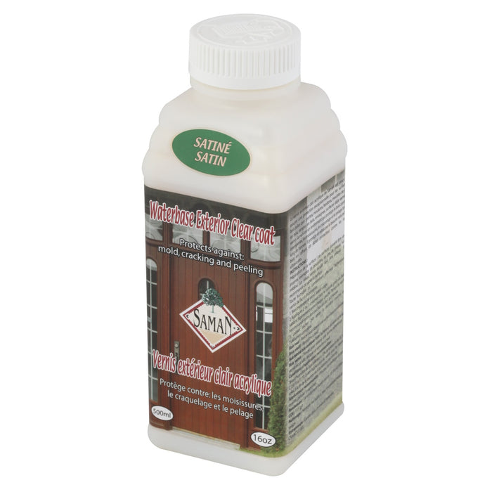 Vernis extérieur résistant à base d'eau - Clair - Semi-lustré - 500 mL