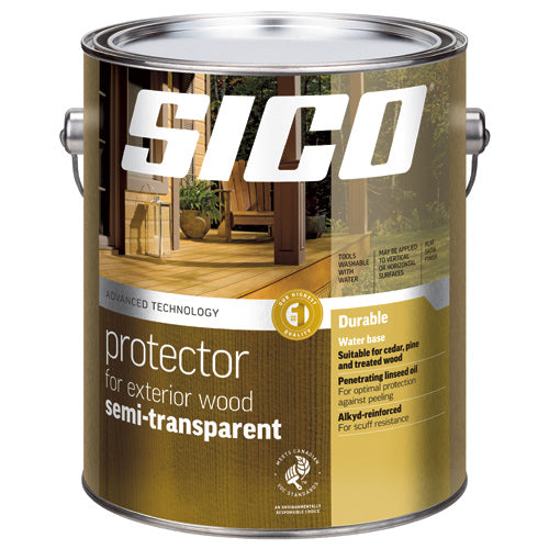 Protecteur de bois à base d'eau - Semi-transparent - Naturel - 3.78 L SICO