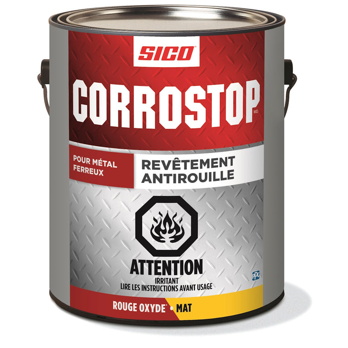 Peinture antirouille - Corrostop - Rouge oxyde - Fini mat - 3.78 L