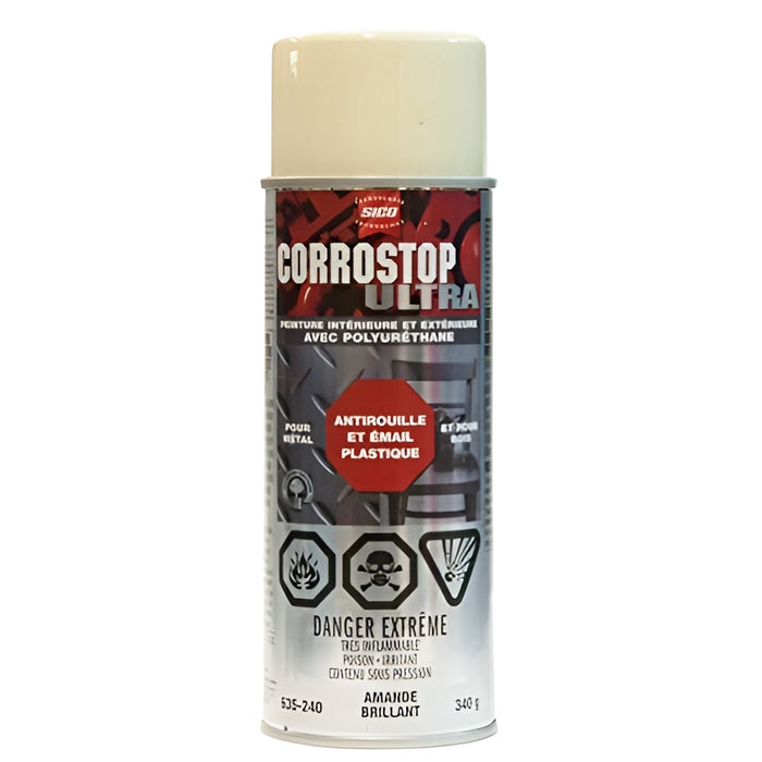 Peinture antirouille en aérosol - Corrostop - Amande - Fini lustré - 340 g